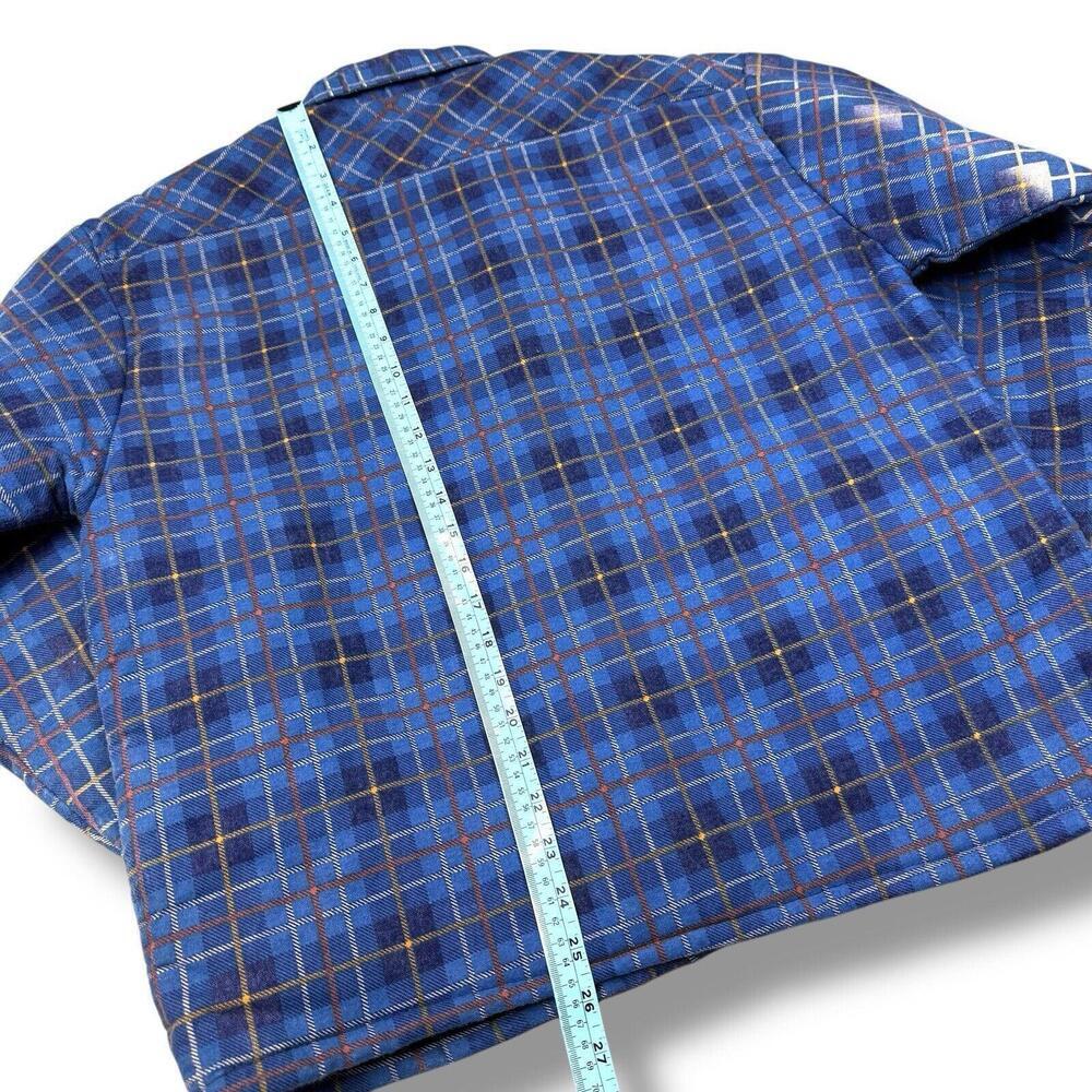 Vintage Dickies 90s Men’s Quilted Flannel Shirt Jacket Blue Plaid Size Medium - Picture 10 of 11